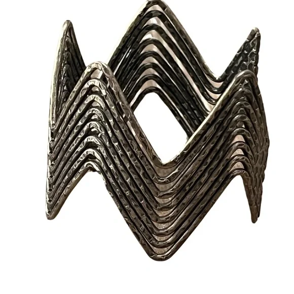 1280 Silver Zigzag Cuff Bracelet - Picture 2 of 5